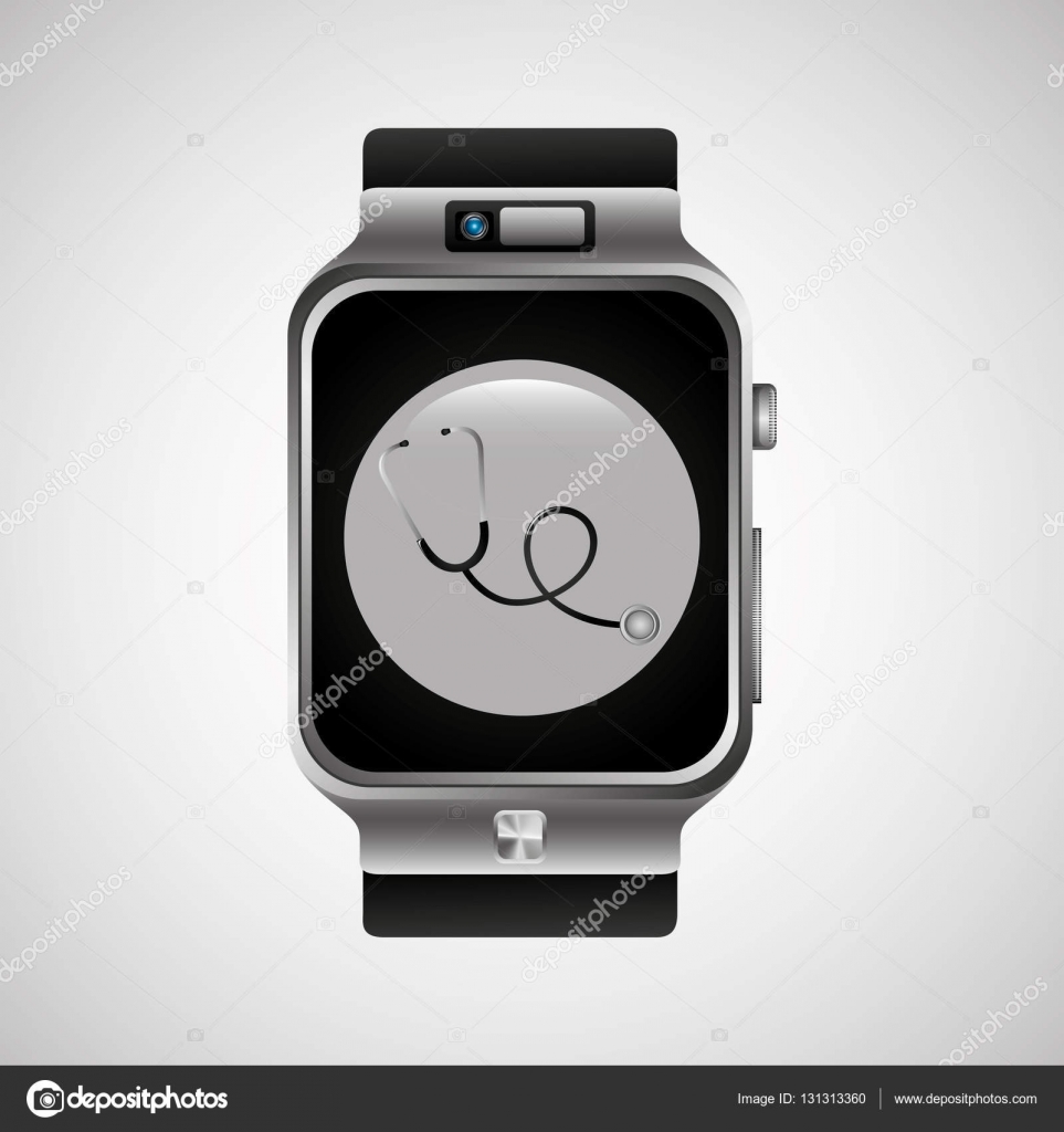 Smart watch stethoscope health technology Stock Vector Image by ©yupiramos  #131313360