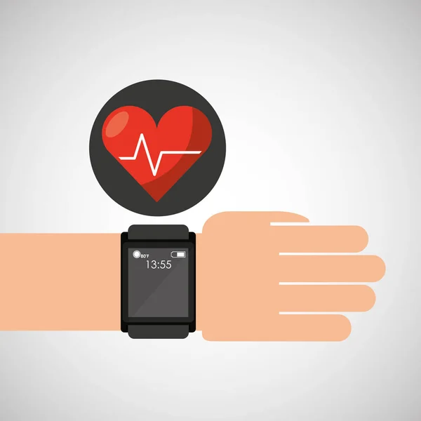 Reloj inteligente servicio médico frecuencia cardíaca — Vector de stock