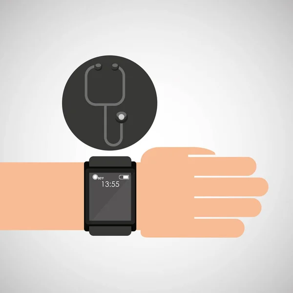 Estetoscopio de salud del dispositivo smartwatch — Archivo Imágenes Vectoriales