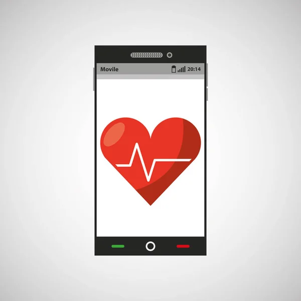 Telefono online salute cuore cardio — Vettoriale Stock