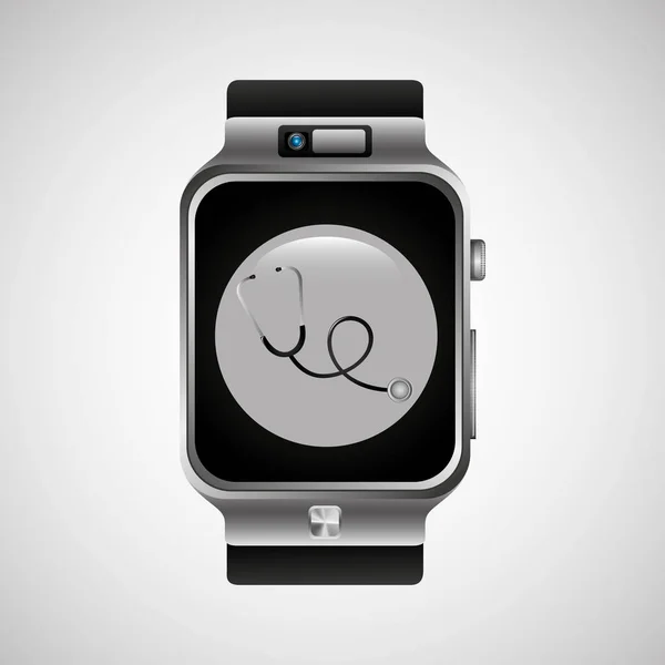 Estetoscopio reloj inteligente tecnología de la salud — Vector de stock