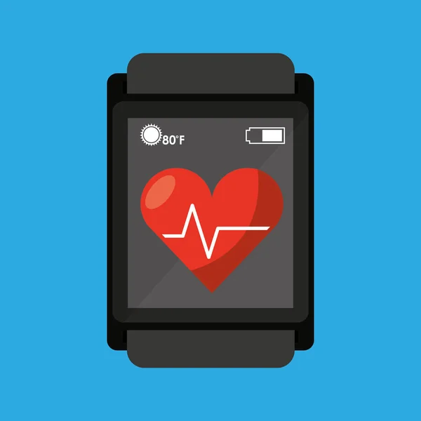 Relógio inteligente atendimento médico frequência cardíaca — Vetor de Stock
