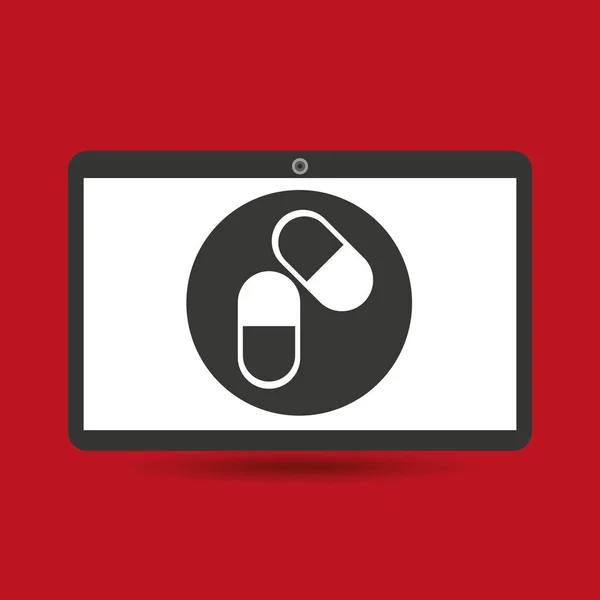 Notebook pc dienst geneesmiddelen en pillen — Stockvector