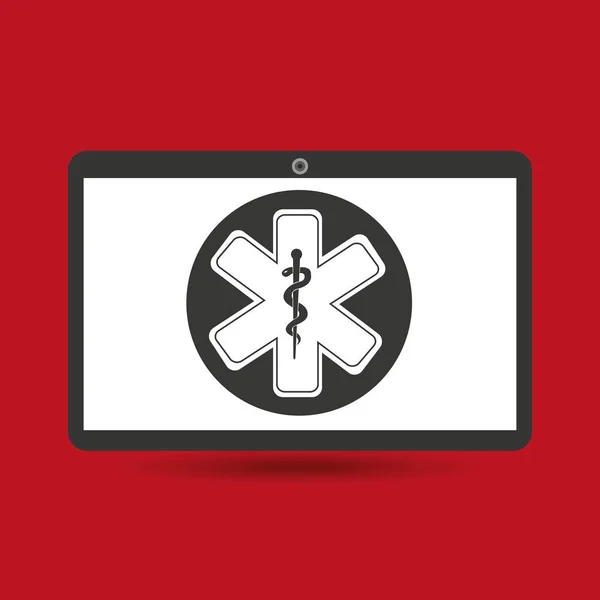 Portátil pc servicio médico símbolo — Vector de stock