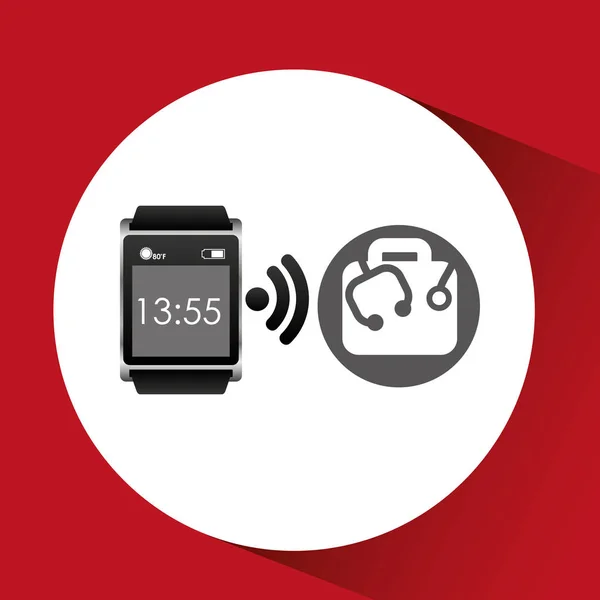 디지털 smartwatch 의료 아이콘 디자인 — 스톡 벡터