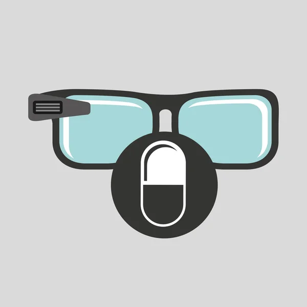 Gafas digitales wifi medicina píldora — Vector de stock