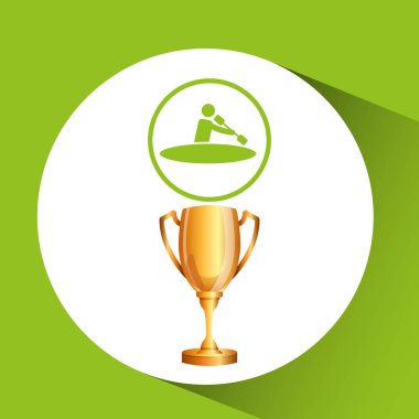 siluet adam kano kürek atlet kupa