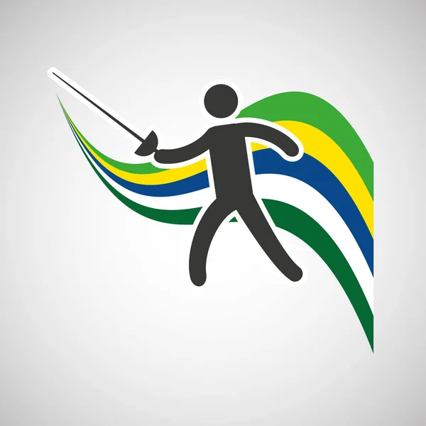 Fencing sportsman flag background design — Stock Vector