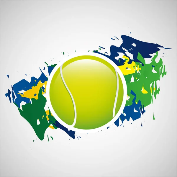 Pallone da tennis giochi olimpici colori bandiera brasiliana — Vettoriale Stock