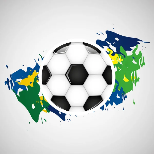 Μπάλα ποδοσφαίρου Ολυμπιακών Αγώνων βραζιλιάνικη σημαία χρώματα — Διανυσματικό Αρχείο
