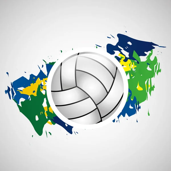 Pallone da pallavolo giochi olimpici colori bandiera brasiliana — Vettoriale Stock