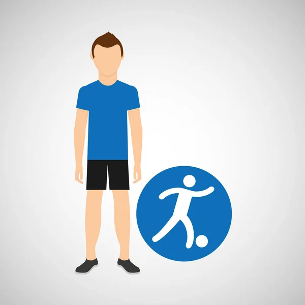 Deporte hombre concepto fútbol icono diseño — Vector de stock