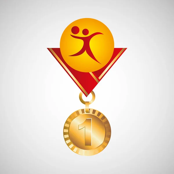 Złoty medal olimpijski w piłce siatkowej ikona — Wektor stockowy