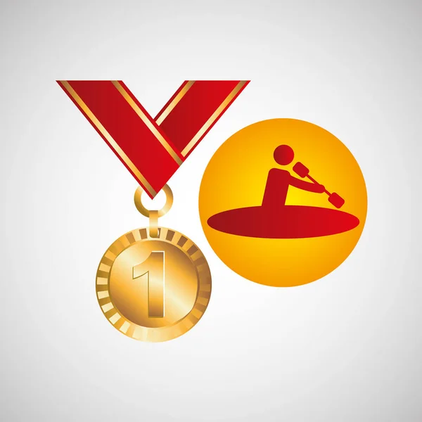Gouden medaille kano roeien — Stockvector