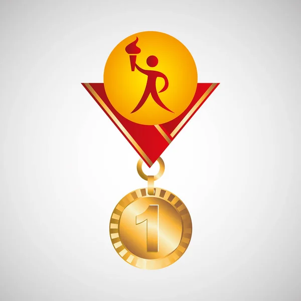 Złoty medal olimpijski sportowiec palnika ikona — Wektor stockowy