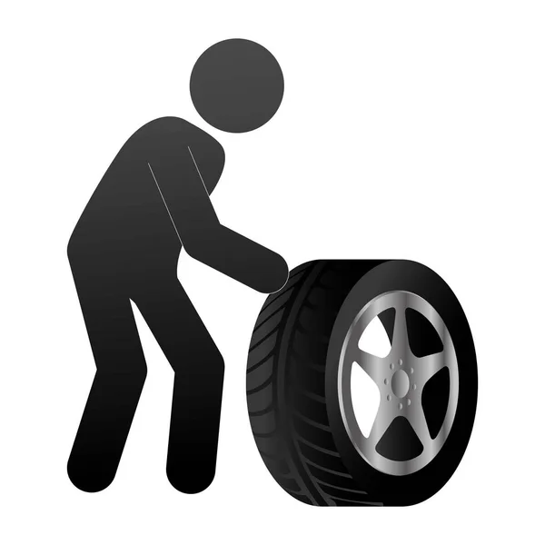 Service pneu icône isolée — Image vectorielle