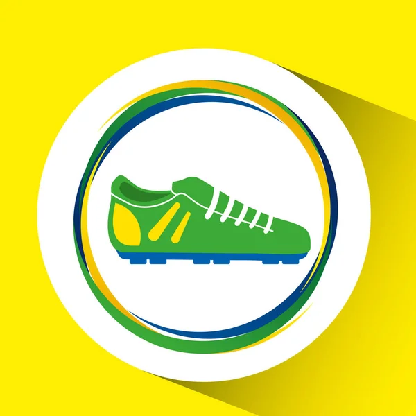 Piłka nożna buty Igrzyska Olimpijskie flaga Brazylii kolory — Wektor stockowy
