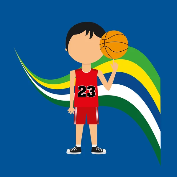 Cartone animato giocatore di basket etichetta brasiliana — Vettoriale Stock