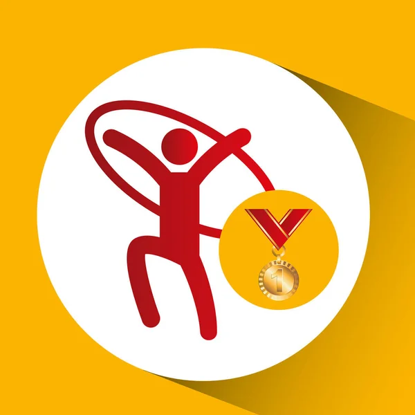 Médaille d'or olympique bague de gymnastique artistique — Image vectorielle