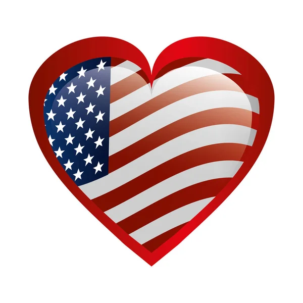 Heart love with usa flag — Stock Vector