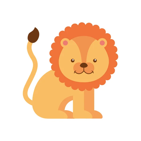 León lindo animal icono — Vector de stock