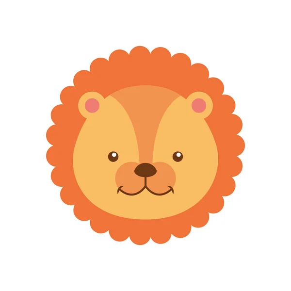 Leone carino animale icona — Vettoriale Stock
