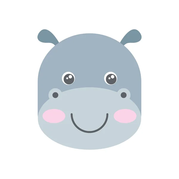 Hipopotam ładny zwierzę ikona na białym tle — Wektor stockowy