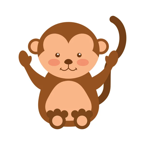 Cute małpy zwierząt ikona na białym tle — Wektor stockowy