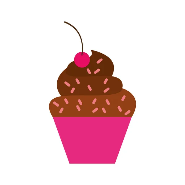 Délicieux cupcake doux icône isolée — Image vectorielle