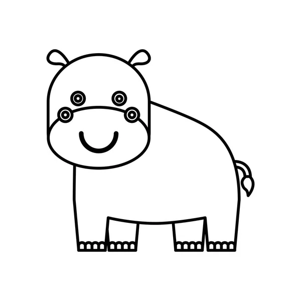 Schattig hippo dierlijke geïsoleerde pictogram — Stockvector