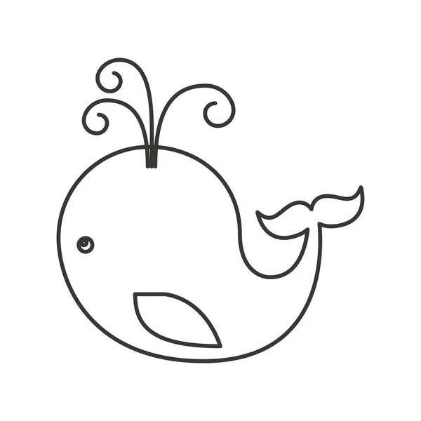 Schattig walvis geïsoleerde pictogram — Stockvector
