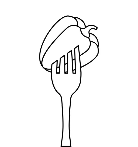 Fourchette avec icône de légumes — Image vectorielle