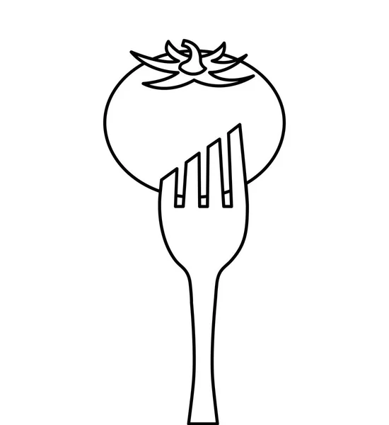 Fourchette avec icône de légumes — Image vectorielle