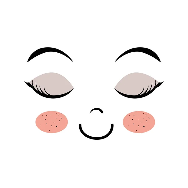 Emoticon icona femminile stile kawaii — Vettoriale Stock