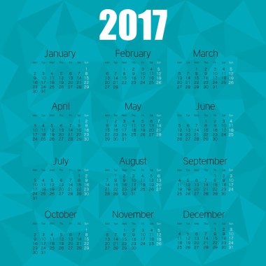 Takvim 2017 şablon simgesi