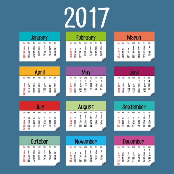 Calendario 2017 icona modello — Vettoriale Stock