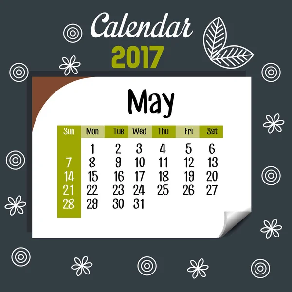 Calendario mayo 2017 plantilla icono — Archivo Imágenes Vectoriales