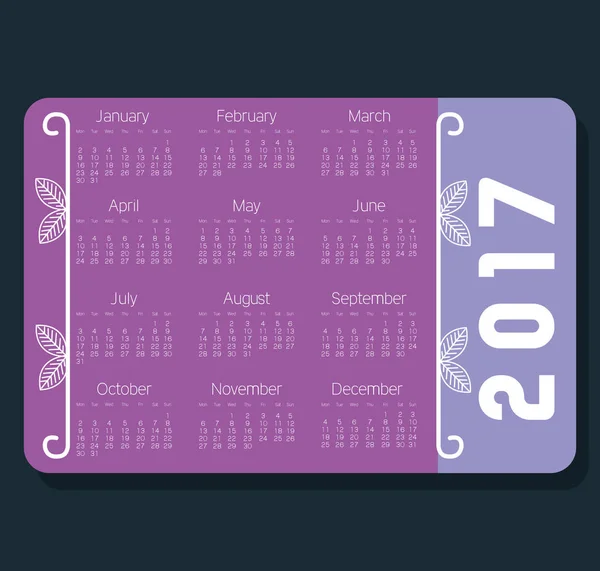 Calendario 2017 icona modello — Vettoriale Stock