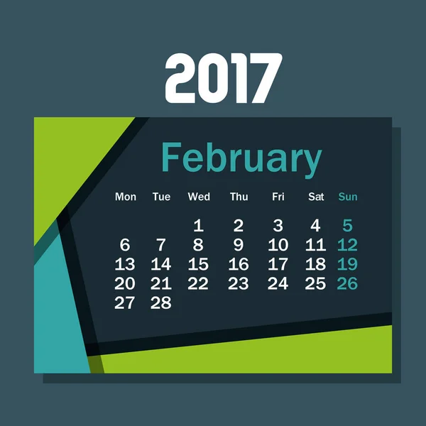 Ikonę szablon kalendarza luty 2017 — Wektor stockowy