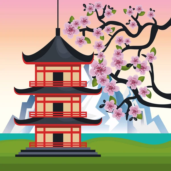 Affiche de la culture japonaise icône — Image vectorielle