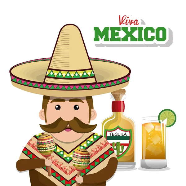 Viva icono del póster de México — Vector de stock