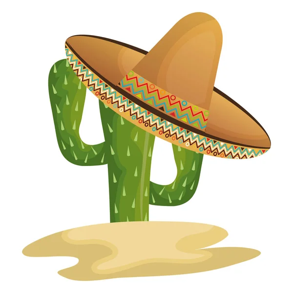 Carácter de cactus con sombrero mexicano — Vector de stock