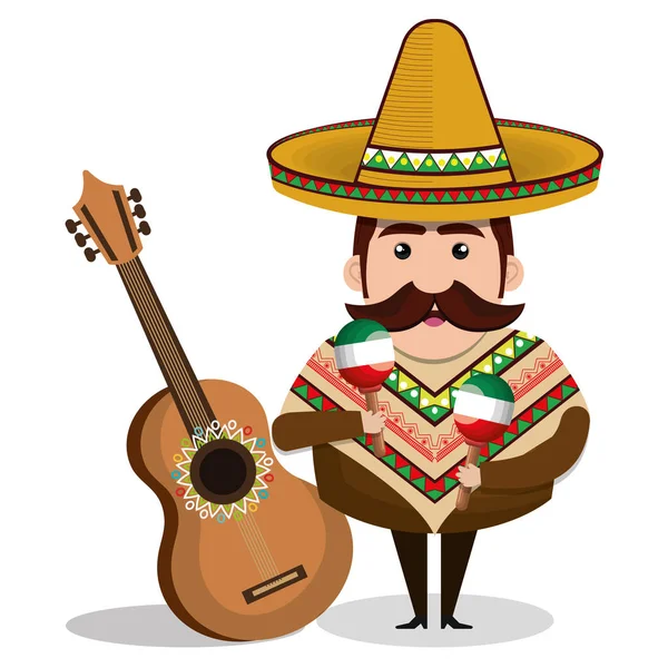 Hombre mexicano personaje cómico — Vector de stock