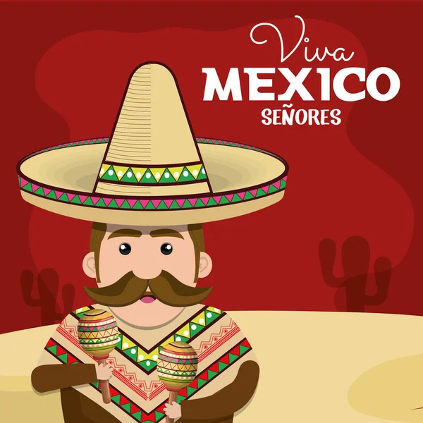 Viva mexico ícone cartaz — Vetor de Stock