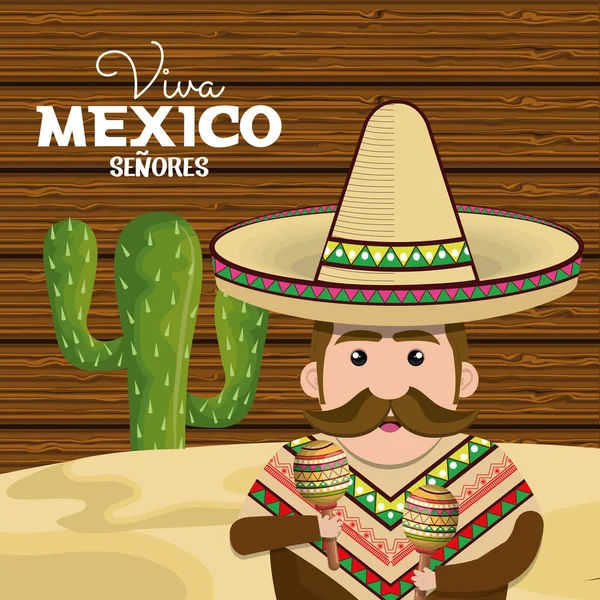 Viva icono del póster de México — Vector de stock