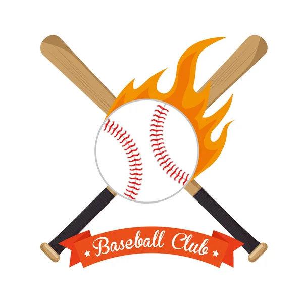 Poster baseball crossed bats and ball stars — Stock Vector