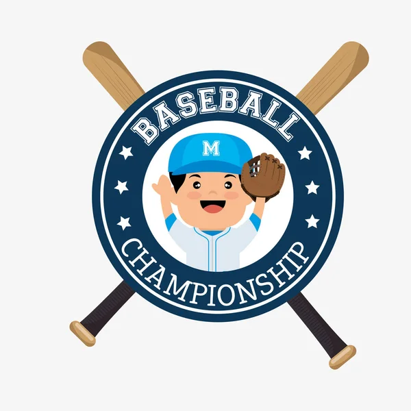 Baseball championship badge speler met vleermuizen — Stockvector