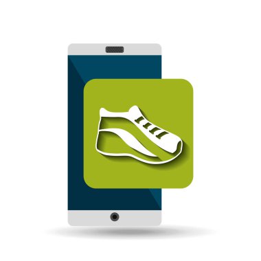 Beyaz smartphone çalıştırmak ayakkabı ağ dijital