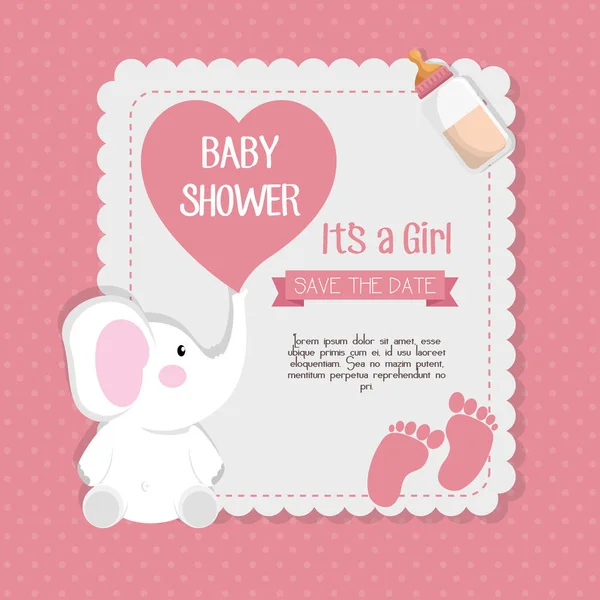 Baby douche uitnodiging kaart — Stockvector