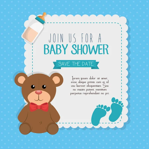 Baby shower inbjudan kort — Stock vektor